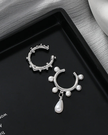 S925 Silver Two-piece Water Drop Pearl Ear Clip