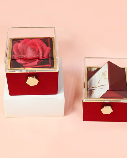 Rotating Soap Flower Rose Gift Box Creative Rotating Rose Jewelry Packaging Box Valentine's Day Gift For Women