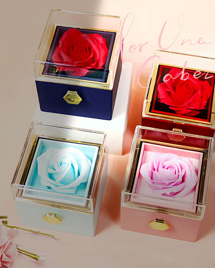 Rotating Soap Flower Rose Gift Box Creative Rotating Rose Jewelry Packaging Box Valentine's Day Gift For Women