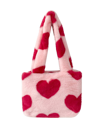 Fashion Love Heart Womens Furry Fluffy Bag