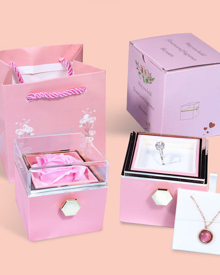 Rotating Soap Flower Rose Gift Box Creative Rotating Rose Jewelry Packaging Box Valentine's Day Gift For Women