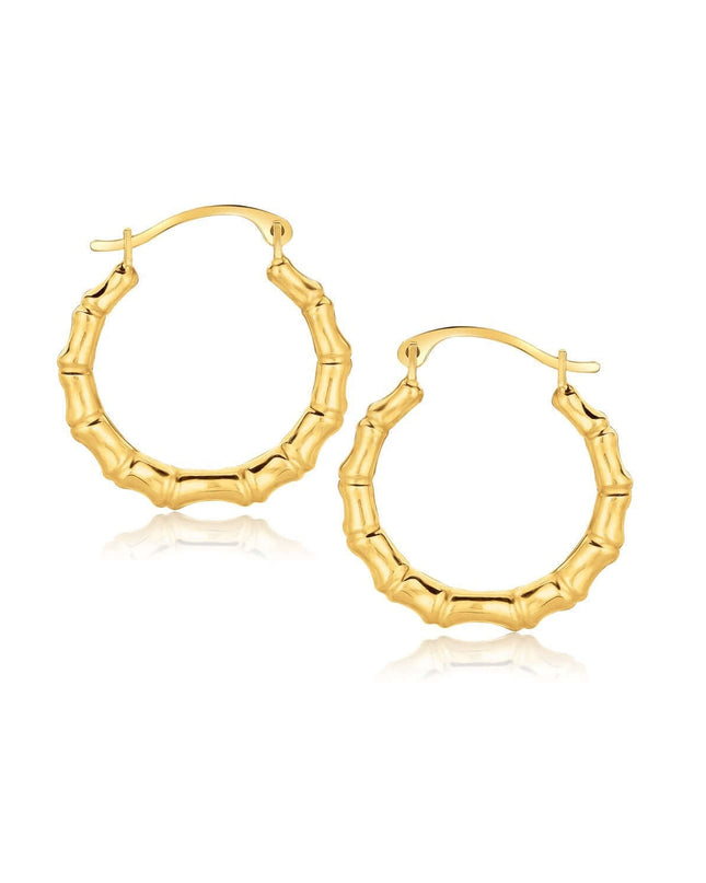 10k Yellow Gold Branch Motif Hoop Earrings