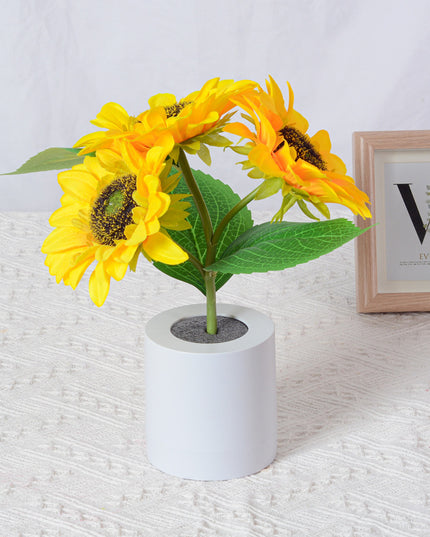 Rechargeable Sunflower Led Simulation Night Light Table Lamp Simulation Flowers Decorative Desk Lamp For Resturaunt Hotel Wedding Gift