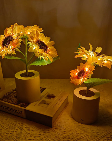 Rechargeable Sunflower Led Simulation Night Light Table Lamp Simulation Flowers Decorative Desk Lamp For Resturaunt Hotel Wedding Gift