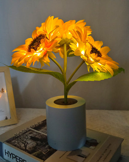 Rechargeable Sunflower Led Simulation Night Light Table Lamp Simulation Flowers Decorative Desk Lamp For Resturaunt Hotel Wedding Gift