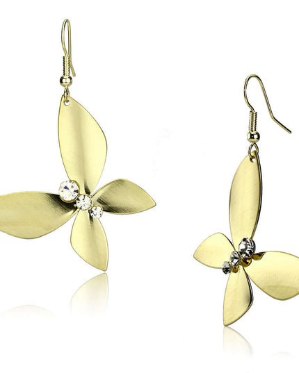 LO2651 - Matte Gold & Gold Iron Earrings with Top Grade Crystal  in Clear