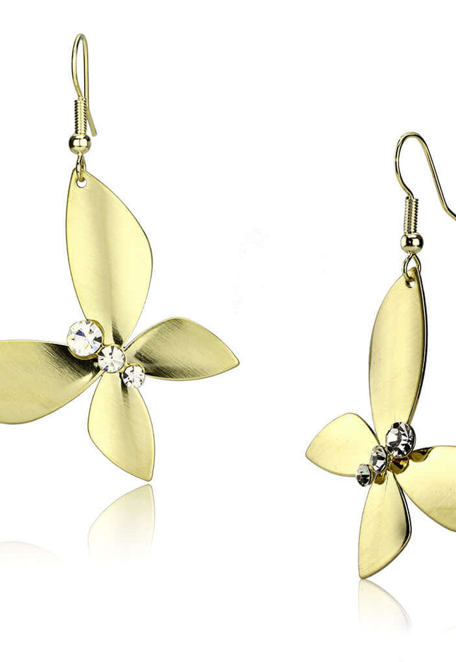 LO2651 - Matte Gold & Gold Iron Earrings with Top Grade Crystal  in Clear