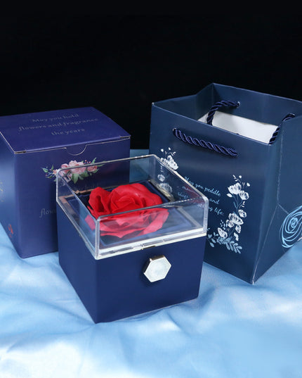 Rotating Soap Flower Rose Gift Box Creative Rotating Rose Jewelry Packaging Box Valentine's Day Gift For Women