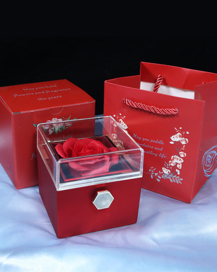 Rotating Soap Flower Rose Gift Box Creative Rotating Rose Jewelry Packaging Box Valentine's Day Gift For Women