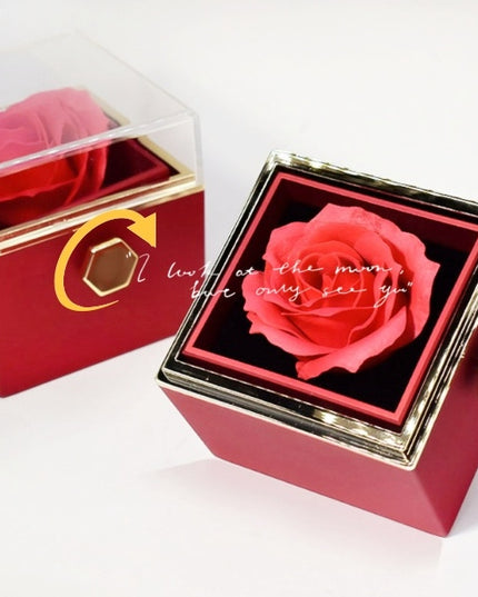 Rotating Soap Flower Rose Gift Box Creative Rotating Rose Jewelry Packaging Box Valentine's Day Gift For Women