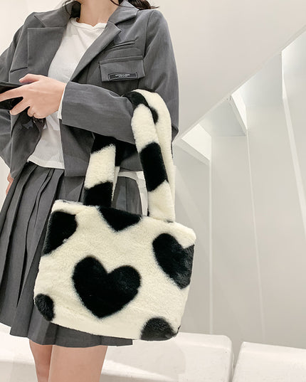 Fashion Love Heart Womens Furry Fluffy Bag