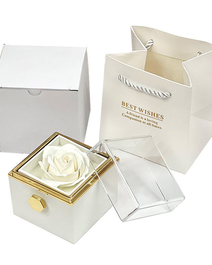 Rotating Soap Flower Rose Gift Box Creative Rotating Rose Jewelry Packaging Box Valentine's Day Gift For Women