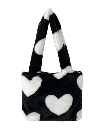 Fashion Love Heart Womens Furry Fluffy Bag